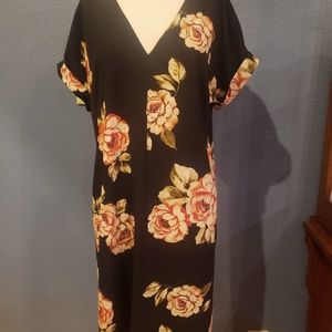 A New Day medium black & pink floral high-low dress